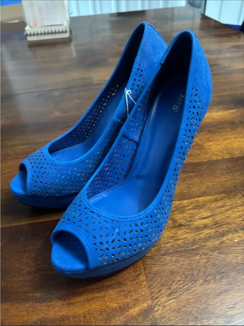 Apt. 9 Royal Blue Perforated Peep-Toe Heels